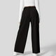 thumbnail image 4 of Pantalones de vestir de cintura alta y pierna ancha para mujer: cintura elástica, algodón y lino, bolsillos; pantalones informales de oficina., 4 of 8