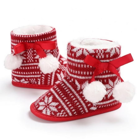 

Monfince Newborn Baby Boys Girls Snow Winter Boots Infant Toddler Soft Sole Winter Warm Crib Booties Shoes Red 0-6M