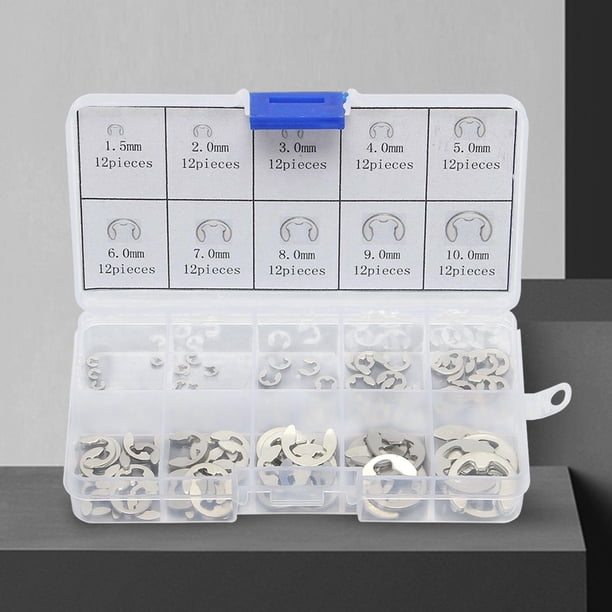 120/200 PCS E Clip Snap Circlip Kit de arandelas M1.5-M10 E Clip Kit surtido de arandelas