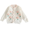 thumbnail image 4 of GYRATEDREAM Toddler Girls Crewneck Cardigan Long Sleeve Children Button Cotton Sweater Uniform Sweaters for 4-5Y White, 4 of 7