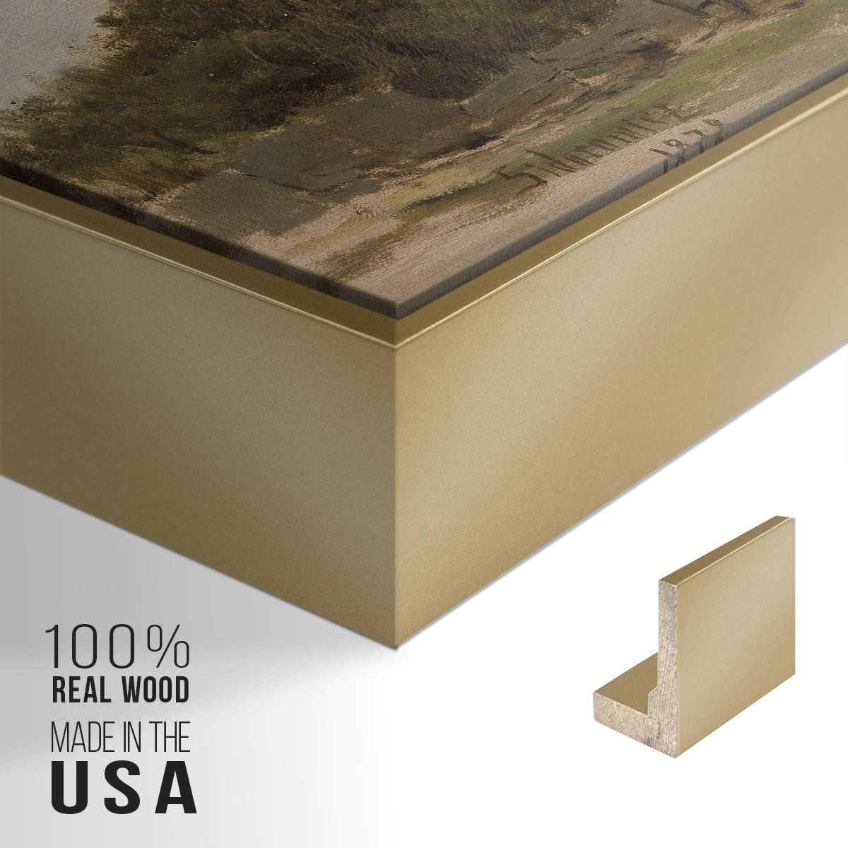 Vintage Landscape-CCXXX By Wexford Home Framed in Gold Wood Gallery Wrapped Canvas 27 in. x 41 in.