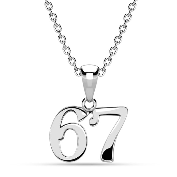 Cate & Chloe 18k White Gold Plated 67 Pendant Necklace for Women, Gift for women