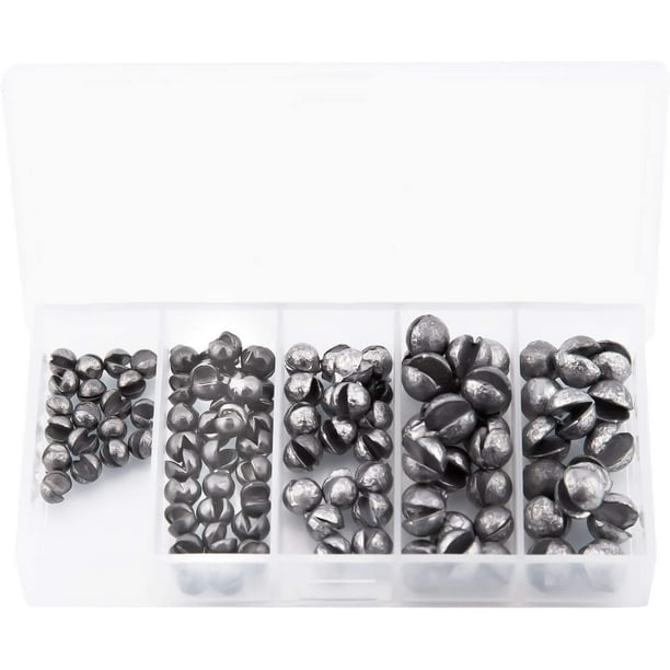 Luter 100pcs Lead Fishing Weight Sinkers, Round Split-Shot Removable Fishing Weights Egg Sinkers 0.5g, 0.8g, 1.0g