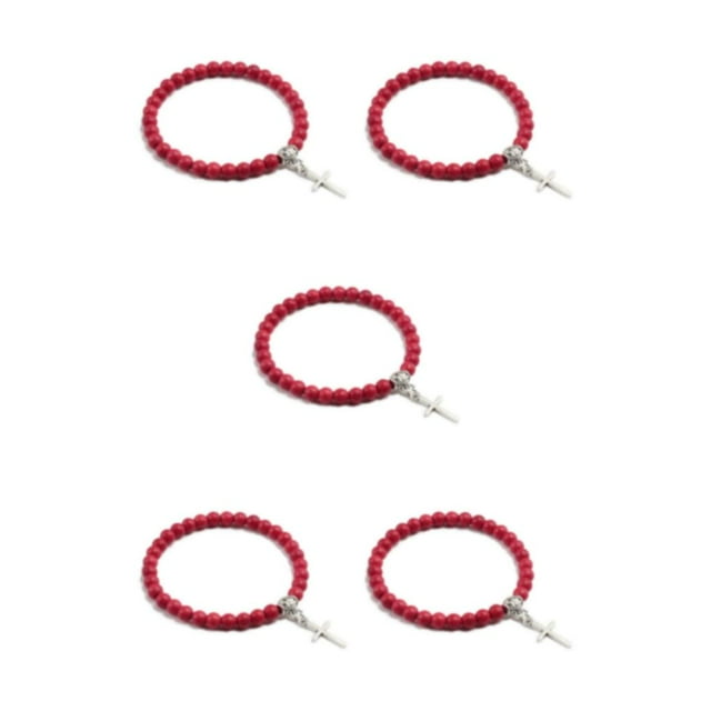 relayinert Confortable Croix Pendentif Bracelets pour Look Tendance Large Application Léger Rouge 5Set