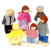 Asewin Funmily Poseable Happy Wooden Doll Family of 6 People Cute Dollhouse Accessories Figures