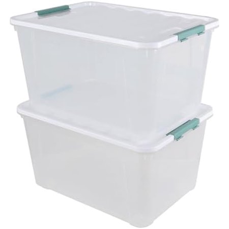 85 Quart Clear Latching Box with Wheels, Large Plastic Lidded Storage Bins, 2 Pack$$Home Decor, Kitchen, & Other