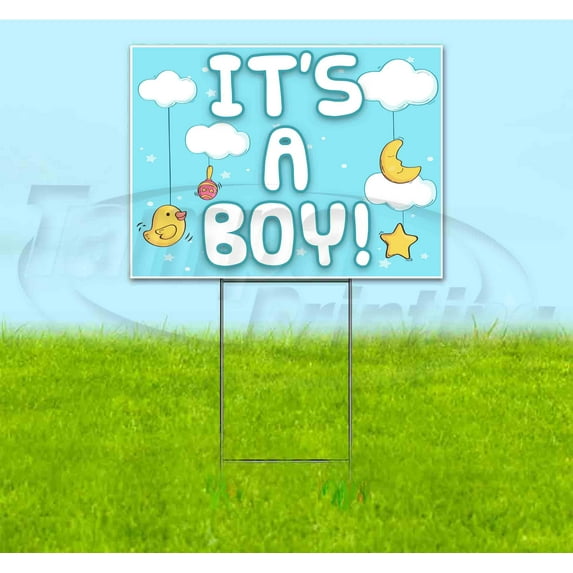 Its A Boy Cloudtoys (18" x 24") Yard Sign, Includes Metal Step Stake