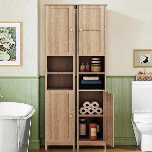 LENLN Tall Bathroom Storage Cabinet with 2 Doors, 66.9"H Narrow Cabinet & Anti-Tip Design, Reversible Door Installation, Easy Assembly, Living Room