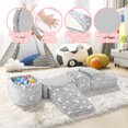 thumbnail image 4 of 2 In 1 Ball Pit for Toddlers 5 Piece, Foam Climbing Blocks Toys for Toddlers 1-3 Inside, Soft Play Baby Ball Pit Toys, Glow in The Dark Toddler Couch, Gray, 4 of 8