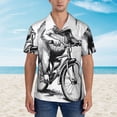 thumbnail image 4 of Balery Capybara Riding Bicycle Print Men's Hawaiian Shirts Short Sleeve Beach Shirt Relaxed Fit Vacation Button Down Shirts-Large, 4 of 9