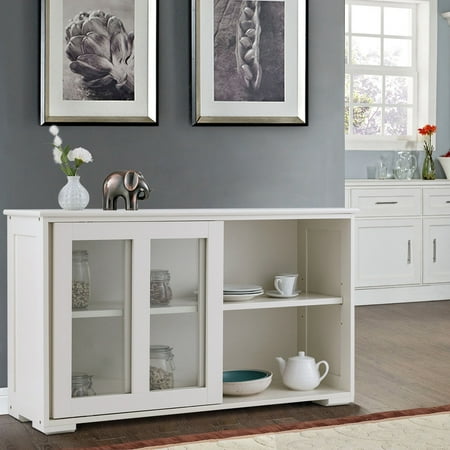 Costway Storage Cabinet Sideboard Buffet Cupboard Glass Sliding