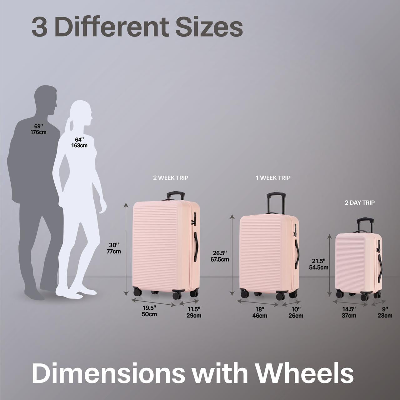3-Piece Hardside Luggage Set: 28 Inch, 24 Inch Large Suitcases with wheels and 20 Inch Carry On Luggage