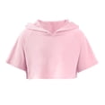 thumbnail image 2 of iiniim Dance Crop Sweatshirt Hooded Pullover Girls Short Sleeve Cropped Hoodie Tops Gymnastics Tee Shirt Pink 12, 2 of 7
