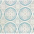 thumbnail image 2 of Floral Medallion Flannel Back Vinyl Tablecloth: Colorful Teal Mint Cream Summer Fun Tablecloth for Easy Clean for Cookout Picnics Home Kitchen Office Business (52" x 90" Inch), 2 of 3
