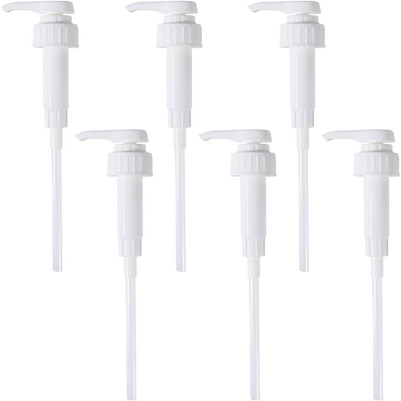 6 Set 6Pcs Dispensing Pumps 181mm/7.inch Syrup Pump Lid Top Dispenser Replacement for Plastic or Glass Bottles Shampoo Laundry Detergent Liquid Water Oil