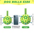 thumbnail image 5 of QDAN Durable Dog Toys Soccer Ball with Nylon Straps Hand Pump for Puppies Medium Large Dogs, 6-inch, Yellow & Green, 5 of 7