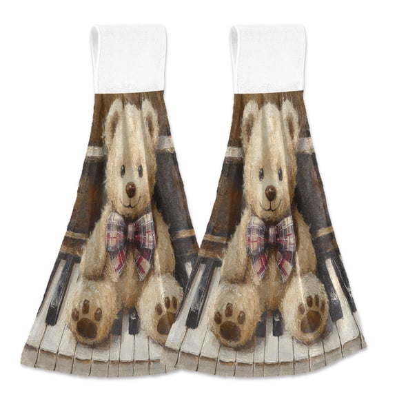 BZSMCE Hanging Hand Towels Fashion Harmony in Furry Form Pattern 2-Pack - Velcro Style Bathroom Kitchen Towels