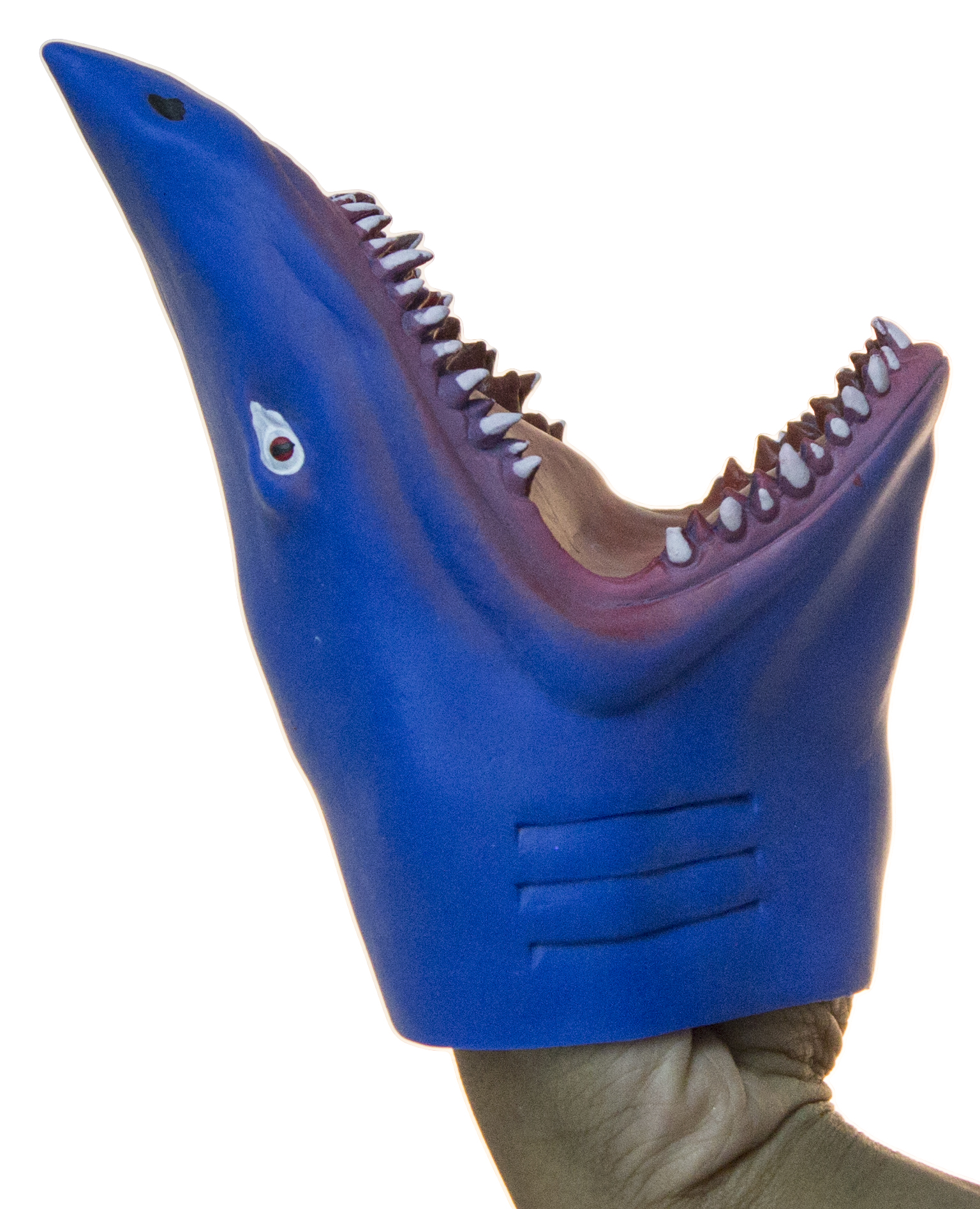 Soft Rubber Realistic 6 Inch Great White Shark Hand Puppet (Blue