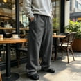 thumbnail image 6 of Havenx Baggy Sweatpants for Men Straight Wide Leg Drawstring Jogger Pants with Pockets Elastic Waist Open Bottom Sweatpant Athletic Comfy Y2k Fall Winter Loose Fit Pant,Dark Gray M, 6 of 6