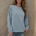 thumbnail image 1 of Camisetas Sentuca para mujer, cuello redondo, manga larga, informales, azul cielo, tallas XL, 1 of 5