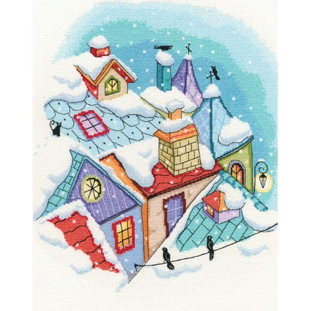 UPC: 4743348404081 | Winter on the roofs M655 Counted Cross Stitch Kit