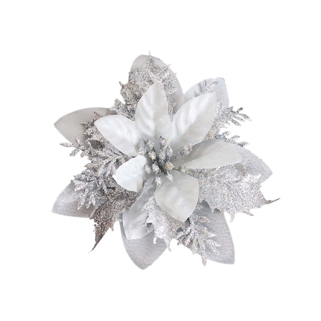 Fiudx Decoración Navideña con Flores Artificiales Doradas y Rojas de Tres Capas para Árbol de Navidad. Accesorios de Tiro.