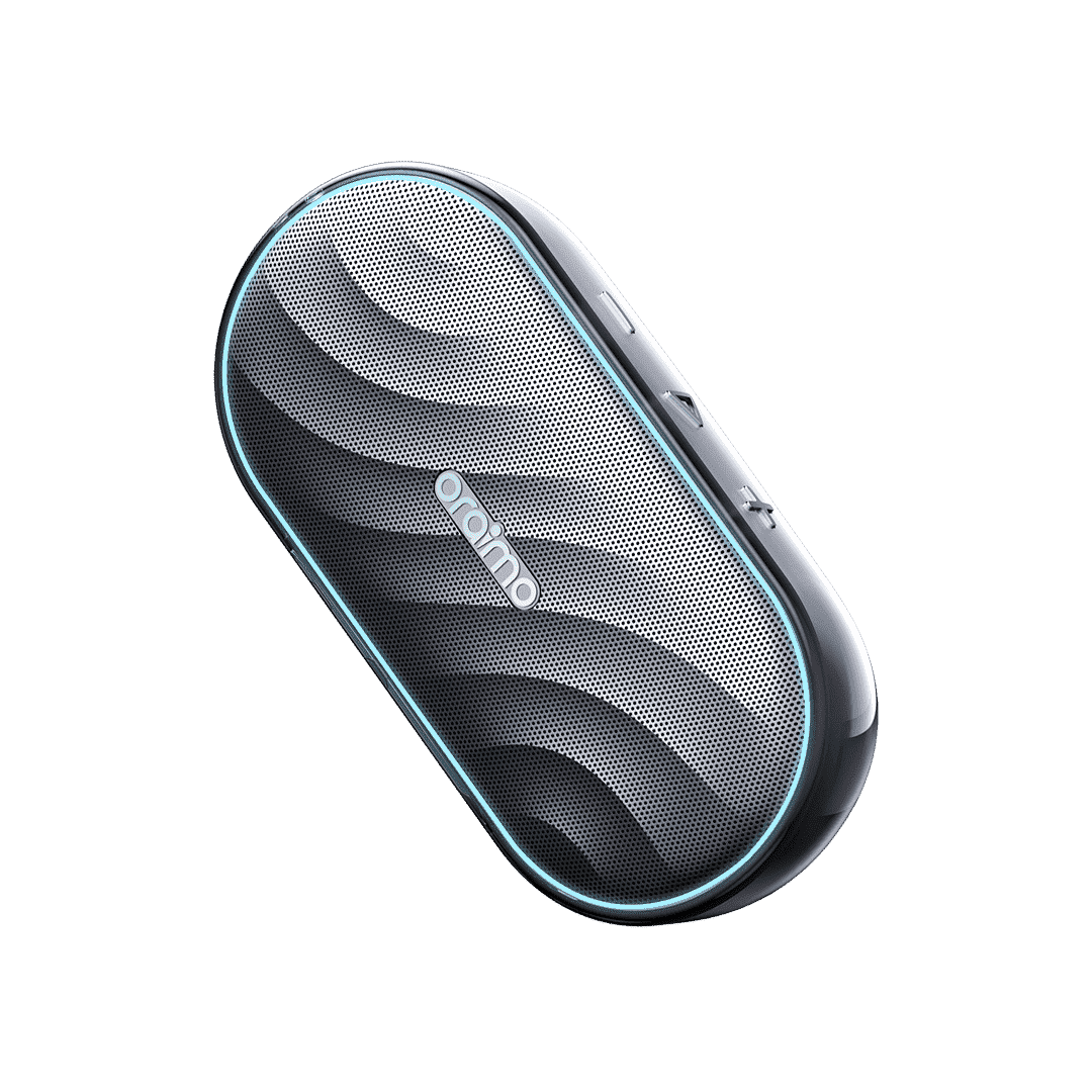 Oraimo Portable Bluetooth Speaker with LED Lightshow, 30 Hours Playtime, Portable Speaker with Mics for Call and Meeting, Gray