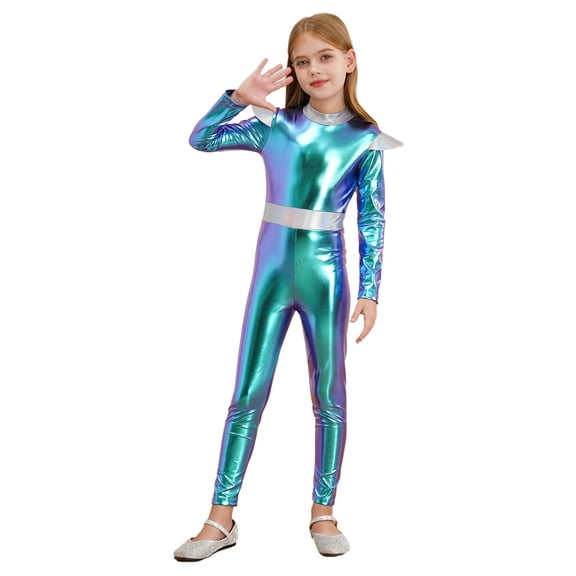 Ocealan Kids Aliens Full Bodysuit Jumpsuit Space Man Star Warrior Overalls Romper for Party Blue 16