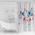 thumbnail image 4 of 54x78 Inch Shower Curtain Decorative Spring Butterfly Bathtub Bath Curtains Fabric Waterproof Bathroom Decor Simple Summer Nature Botanical Flowers Small Stall Shower Curtain Set with 12 Hooks, 4 of 6