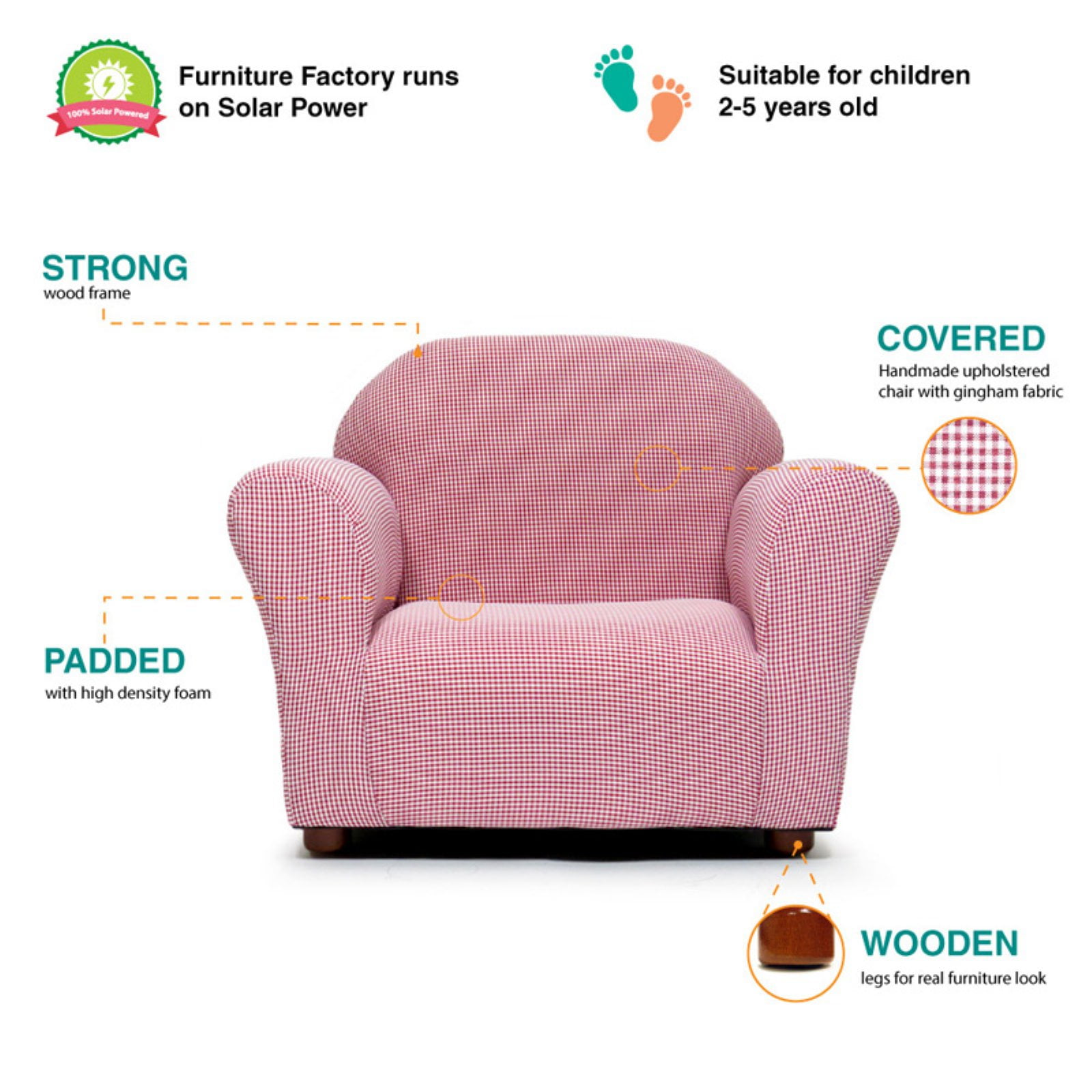 keet roundy kid's chair gingham