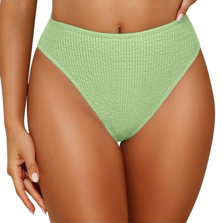 BSDJILFG Bikini Bottoms for Women High Waisted Bikini Brief Soft Ribbed Knit Underwear Seamless Stretchy Swimwear Beachwear Bottom Savings