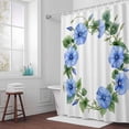 thumbnail image 5 of Blue Flower Wreath Fabric Shower Curtain Spring Pastoral Washable Shower Curtains for Bathroom, Waterproof Bath Curtain with Hooks Home Decor 72x84in, 5 of 8