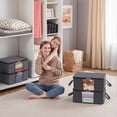 thumbnail image 5 of Foldable Under Bed Storage Box, Quilt Storage Cover Closet Organizer, Clear Window Solid Fabric for Clothes, Gray, 5 of 5
