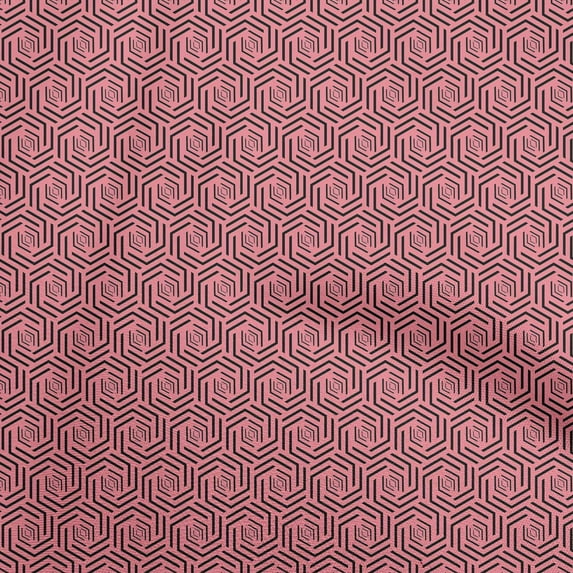 oneOone Cotton Cambric Light Pink Fabric Geometric Lines Heptagon Sewing Craft Projects Fabric Prints By Yard 42 Inch Wide