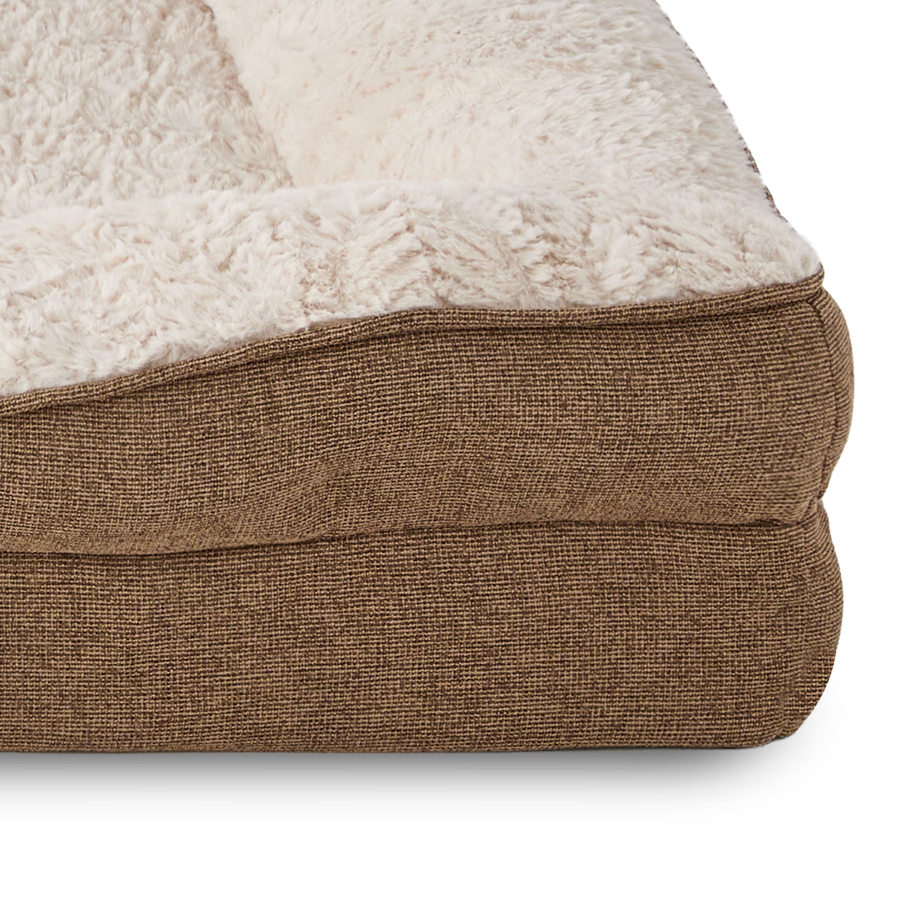 Vibrant Life Extra Large Orthopedic Bolster Dog Bed, Tan, 35" x 48"