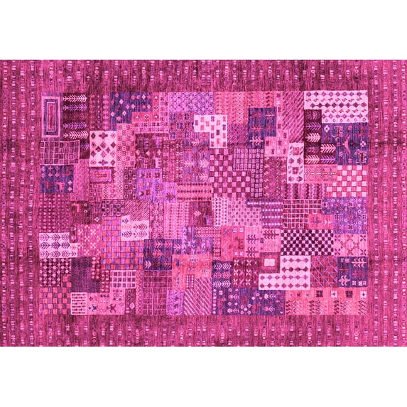 Ahgly Company Indoor Rectangle Abstract Pink Modern Area Rugs, 6' x 9'