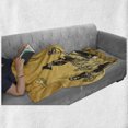 thumbnail image 6 of Dia De Los Muertos Soft Flannel Fleece Throw Blanket, Mexican Skeletons Play Music and Dance Sunset Cartoon, Cozy Plush for Indoor and Outdoor Use, 50" x 60", Orange Taupe Grey, by Ambesonne, 6 of 6