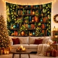 thumbnail image 3 of Green Botanical Bookshelf in a Dark Library, Cozy Maximalist for Book Lovers, Nature Inspired Decor, Housewarming Gift, Tapestry Wall Hanging for Study Room and Reading Nook, 3 of 7
