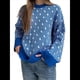 thumbnail image 1 of Suéter de Larga para Mujer, Suéteres Cortos de Gran Tamaño de Otoño, Tops de Punto con Cuello Redondo y Estampado de Velero Informal Azul L, 1 of 7