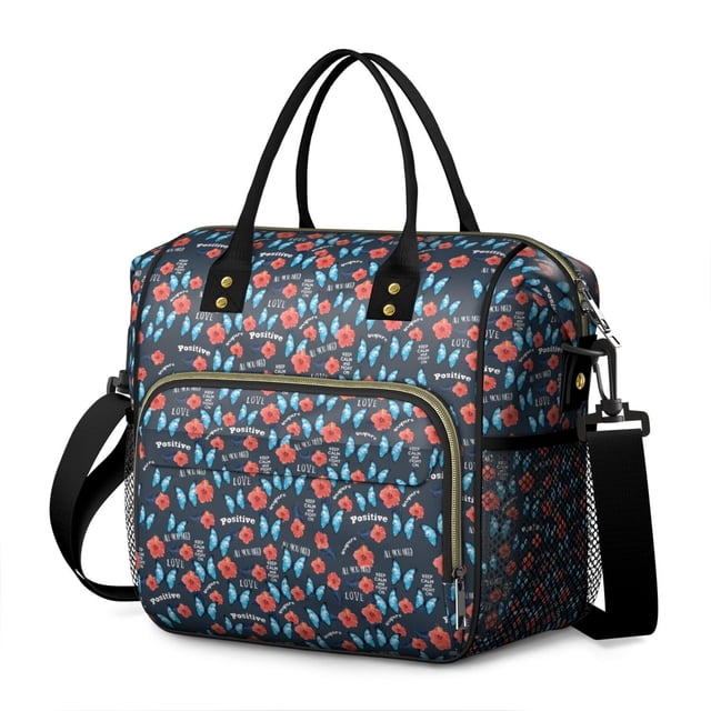 Aesthetic Floral Design Lunch Bag - Leakproof Insulated Tote, Waterproof & Functional