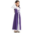 thumbnail image 3 of MSemis Robe Médiévale Style Renaissance pour Filles Enfants Costumes Irlandais Victorien Vintage Halloween Cosplay Manches Longues Évasées Robe Violette 14, 3 of 7