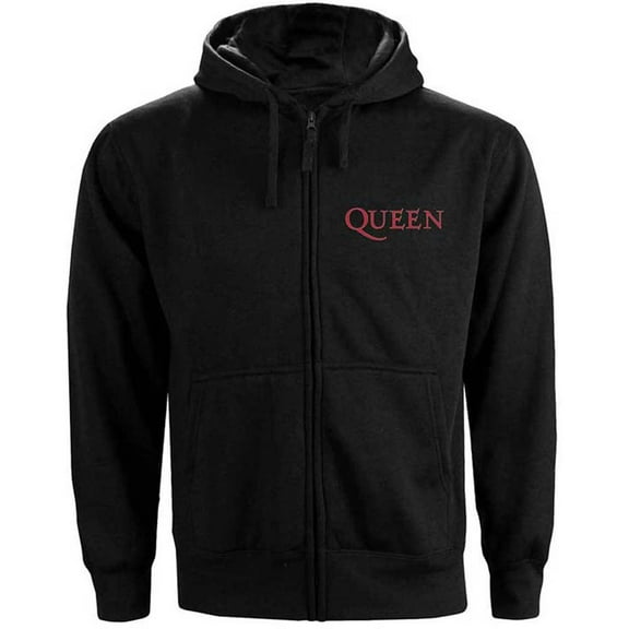 Queen Unisex Zipped Hoodie Sweatshirt Classic Crest (Back Print) (Medium)