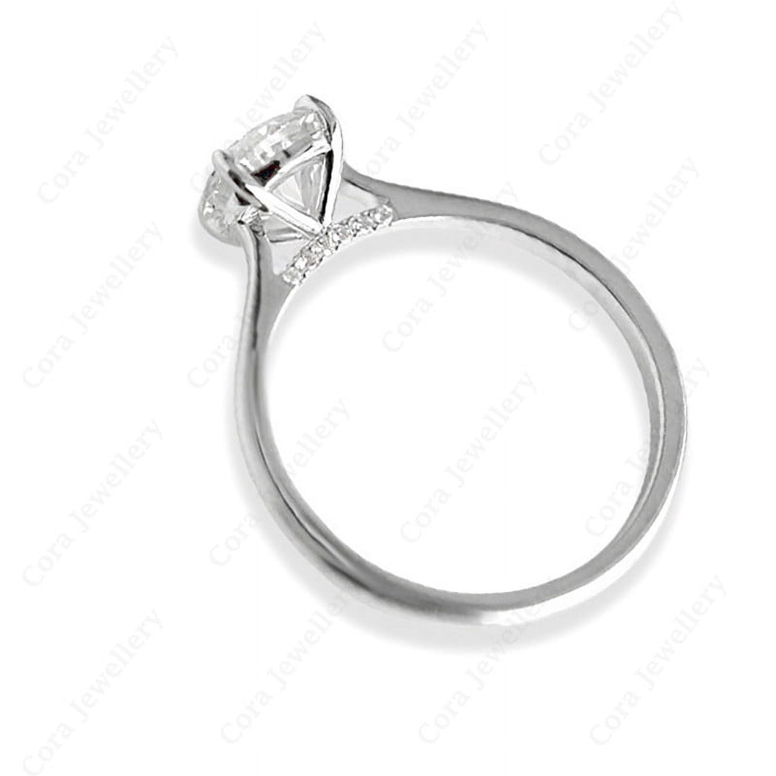 Cora Jewellery 2CT Marquise Moissanite Bridge Diamond Solitaire Engagement Ring For Women, 10K White Gold
