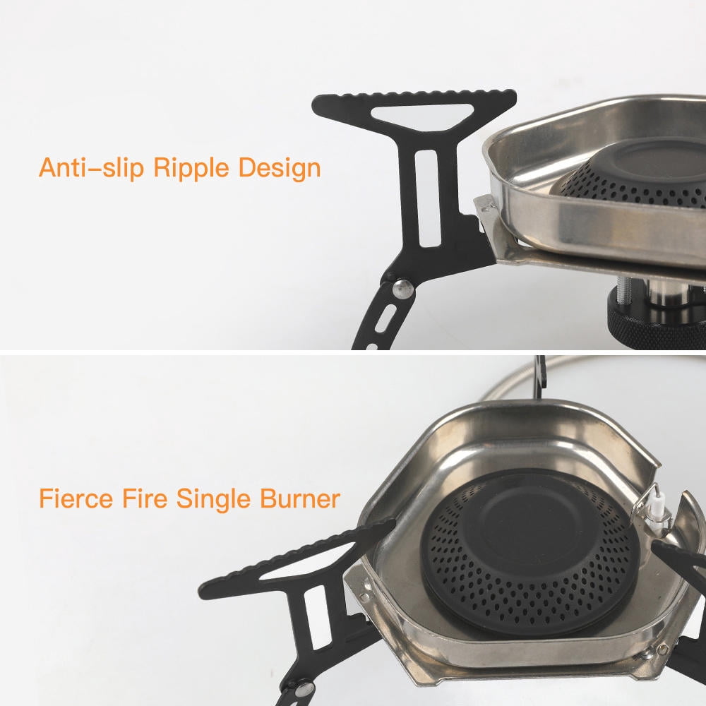 Xirurus 6000W Windproof Folding Camping Gas Stove – 50cm Hose, 3 Pot Carriers, Rapid Heat, Wind‑Shielded, Versatile Outdoor Cooking