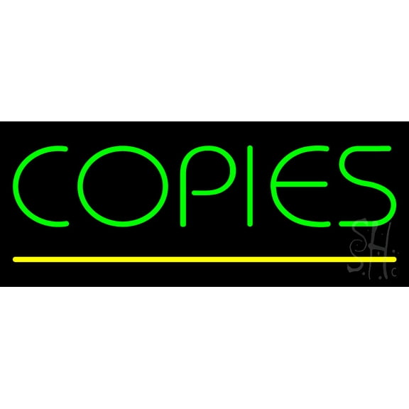 Green Copies LED Neon Sign 10 x 24 - inches, Clear Edge Cut Acrylic Backing, with Dimmer - Bright and Premium built indoor LED Neon Sign for Computer & Electronics store decor.