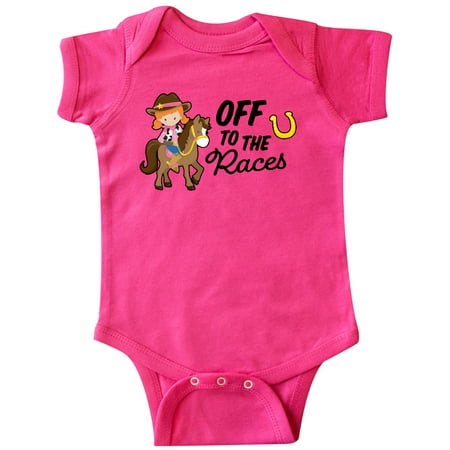 

Inktastic Off To The Races with Cowgirl on Horse Gift Baby Girl Bodysuit