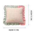 thumbnail image 3 of Linnome Plaid Ruffled Throw Pillow Three Color Patchwork Heart Decorative Cushion for Sofa Bedroom 17.72x17.72in, 3 of 5