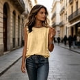thumbnail image 6 of Womens Cotton Linen Tank Tops Crew Neck Side Button Loose Fit Blouses Casual Lightweight Summer Vacation Blouses, XL, 6 of 6