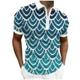thumbnail image 1 of Camisas Para Hombre Camisa de manga corta con cremallera de solapa con impresión digital 3D para hombre Chaqueta de camisa de moda informal (Green, 3XL), 1 of 4