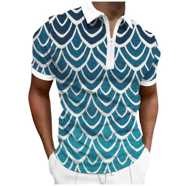 Camisas Para Hombre Camisa de manga corta con cremallera de solapa con impresión digital 3D para hombre Chaqueta de camisa de moda informal (Green, 3XL)